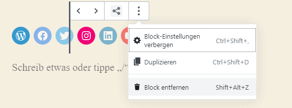 Social Button löschen Gutenberg