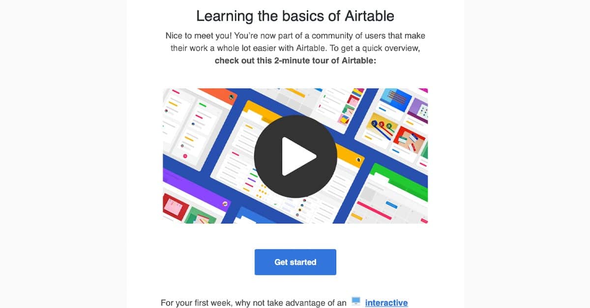 Airtable User Onboarding E-Mail