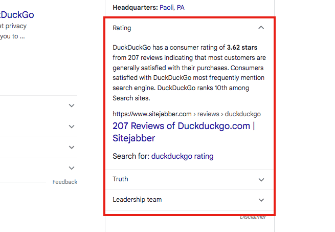 Featured Snippet Knowledge Graph