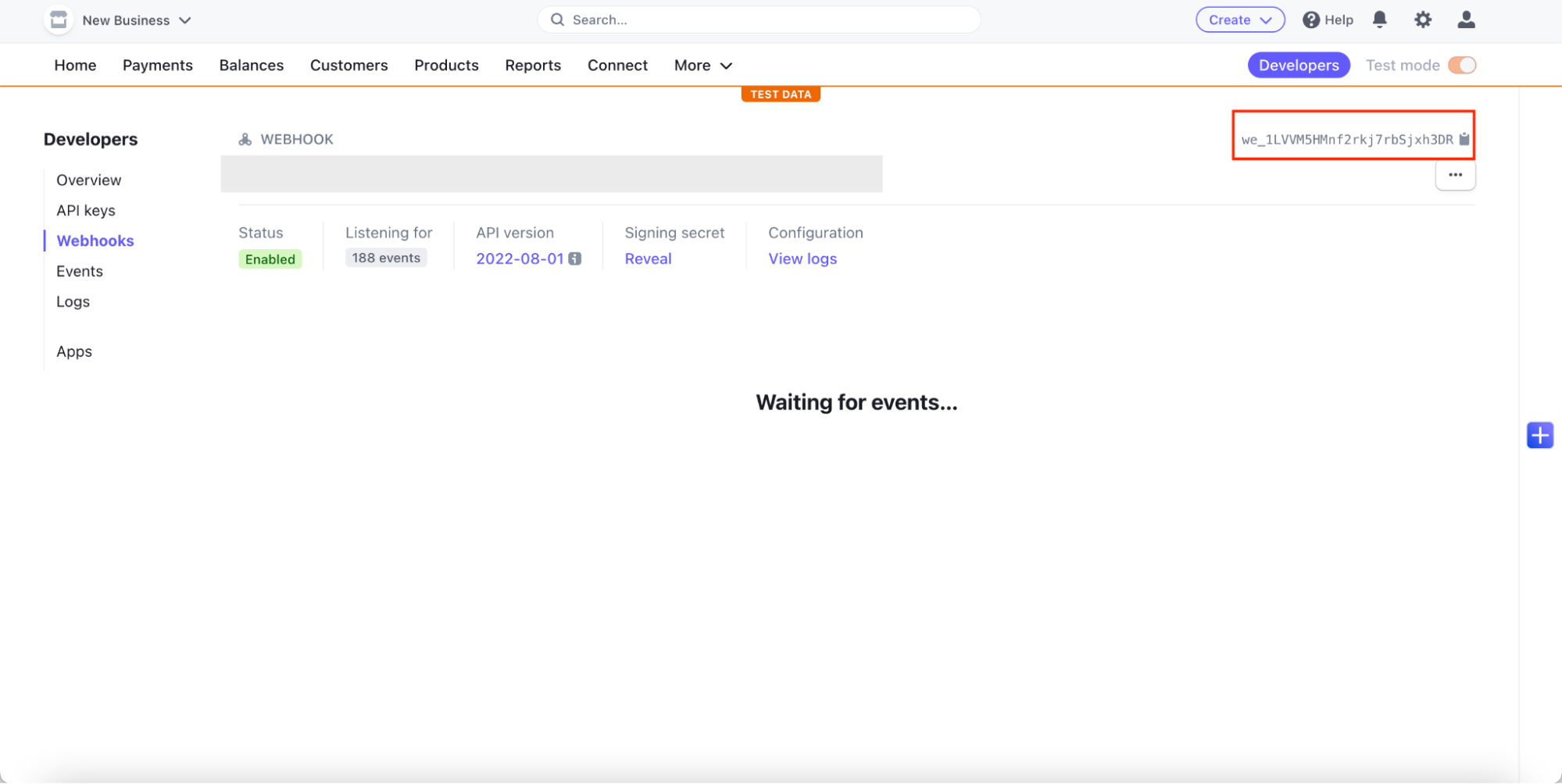 So richtest du Stripe für WooCommerce ein: Kopiere das Webhook Signing Secret in der oberen rechten Ecke