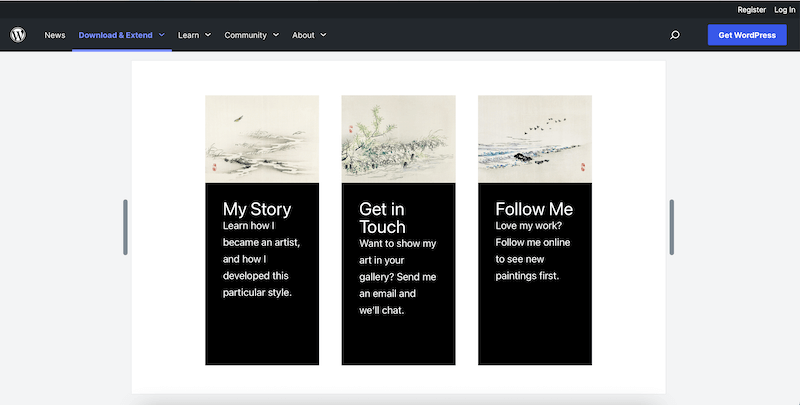 WordPress Block Pattern for About Me Cards