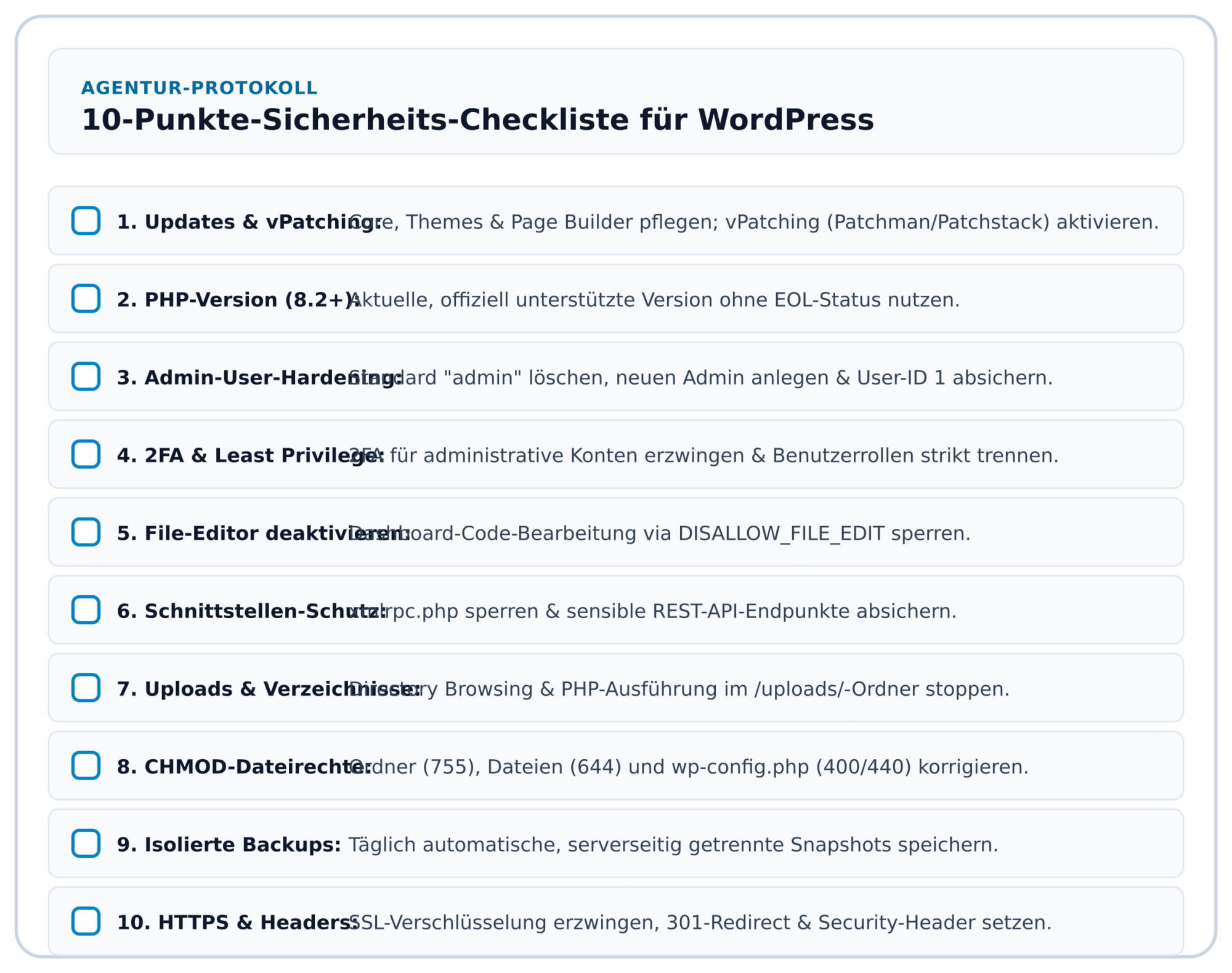 Checkliste zur WordPress Sicherheit